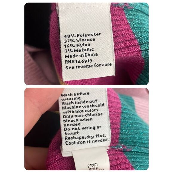 Nine West Metallic Striped Balloon Sleeve Sweater XS - Picture 8 of 8